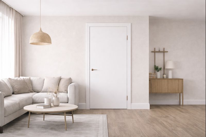 Белая дверь в минимализме без лишних деталей