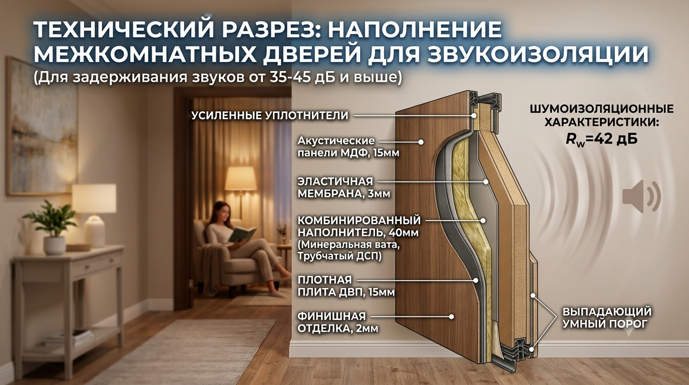 Наполнение межкомнатных дверей для звукоизоляции